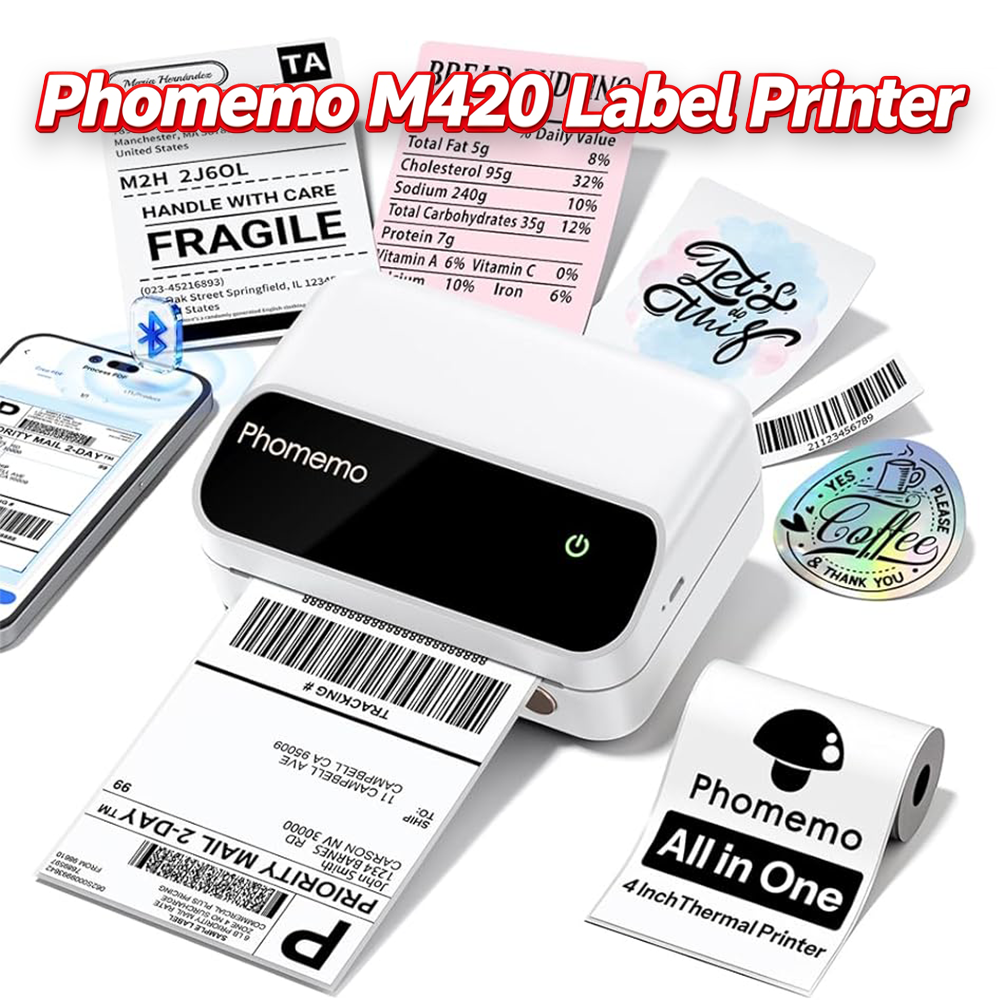 Commercial Printing Types - Phomemo M420 4-inch label printer, equipped