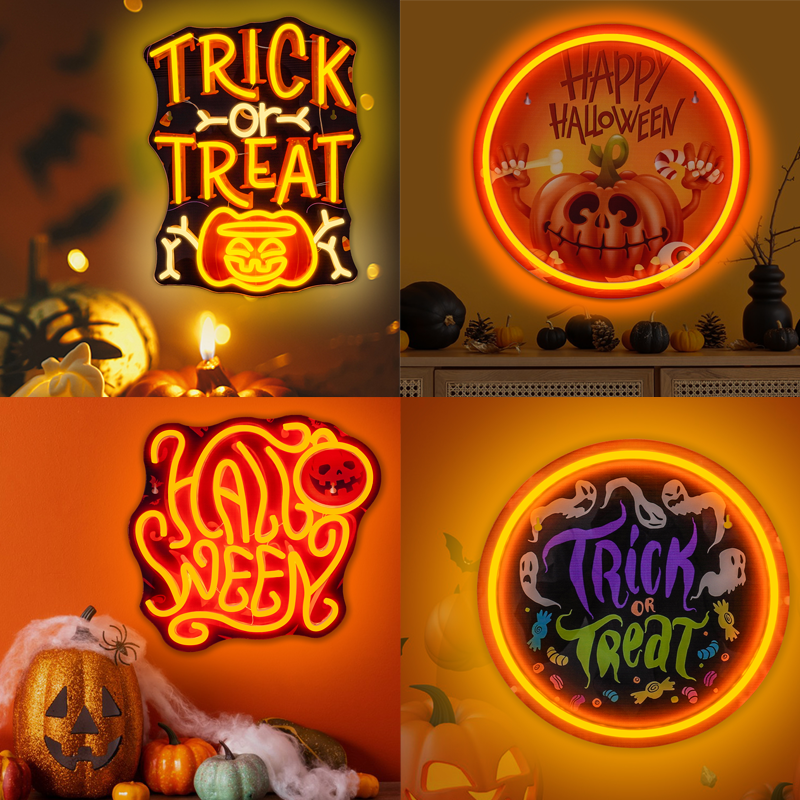 Commercial Uv Printing - Halloween Trick or Treat Pumpkin Neon