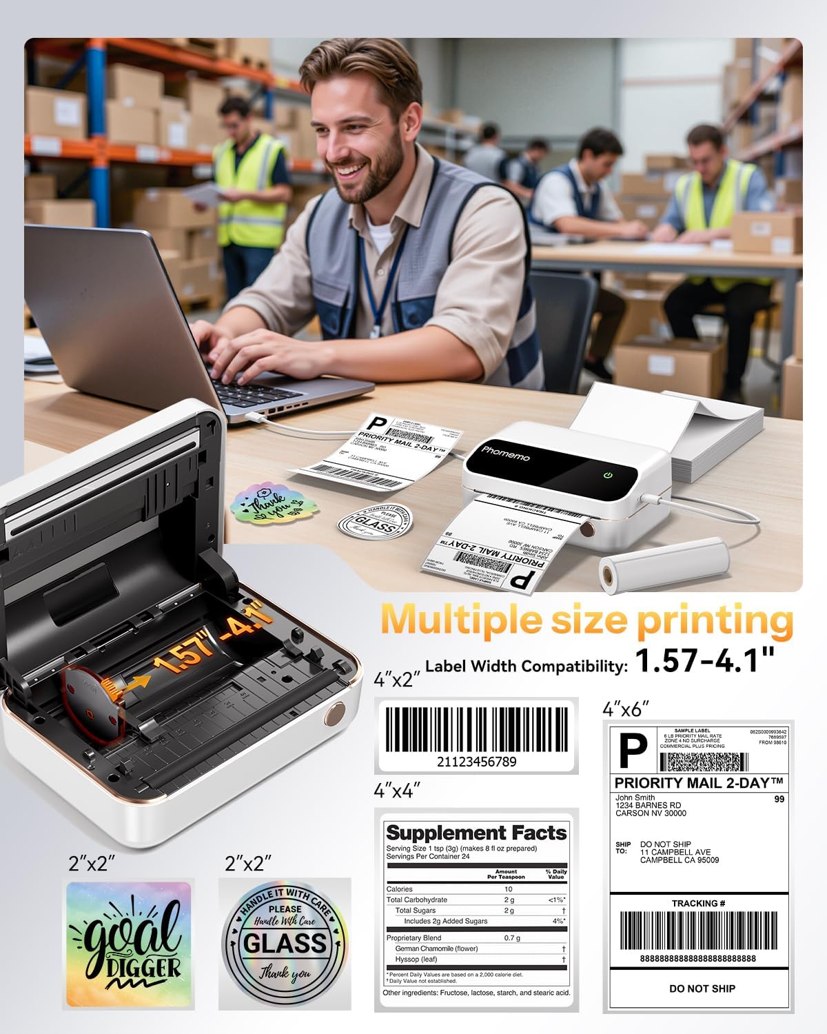 Phomemo M420 4-inch label prin – обзор и цена Commercial Printing Types