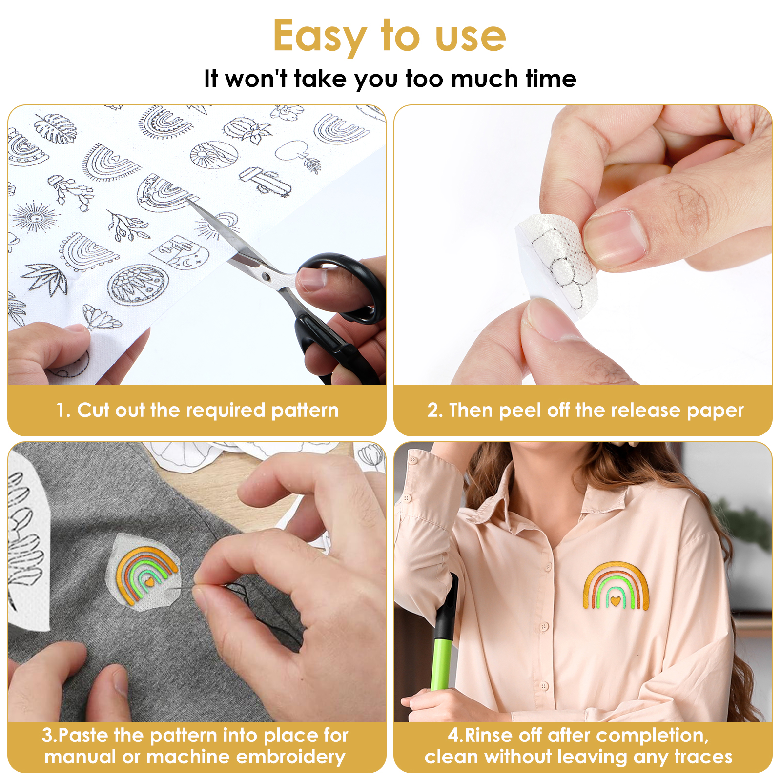 12/24PCS Sticky Water Soluble  – обзор и цена Embroidery Stabilizer Backing