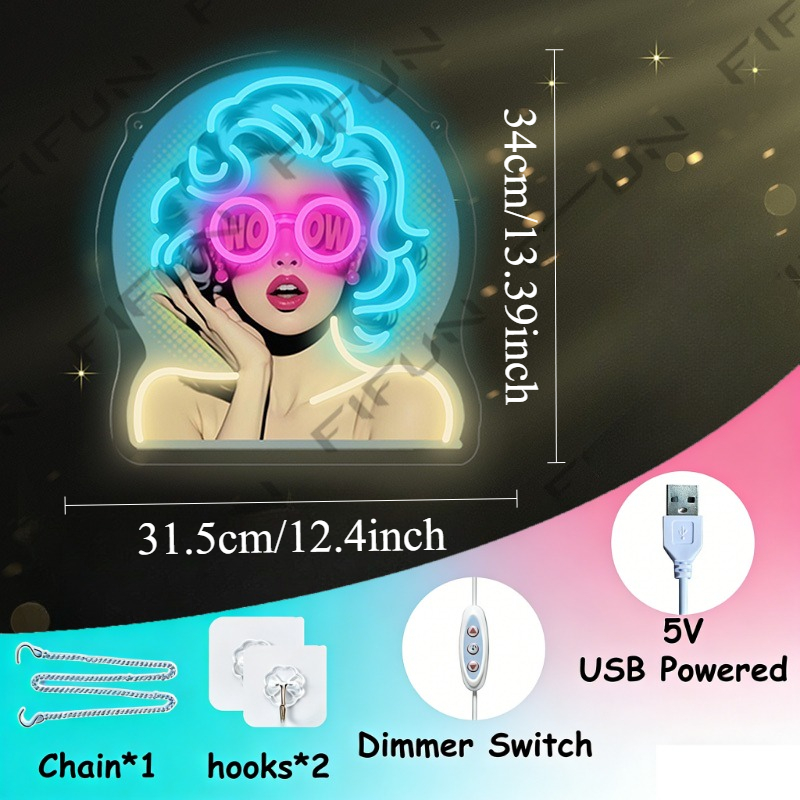 WOW Curl Girl Neon Sign UV Pri – обзор и цена Commercial Uv Printing